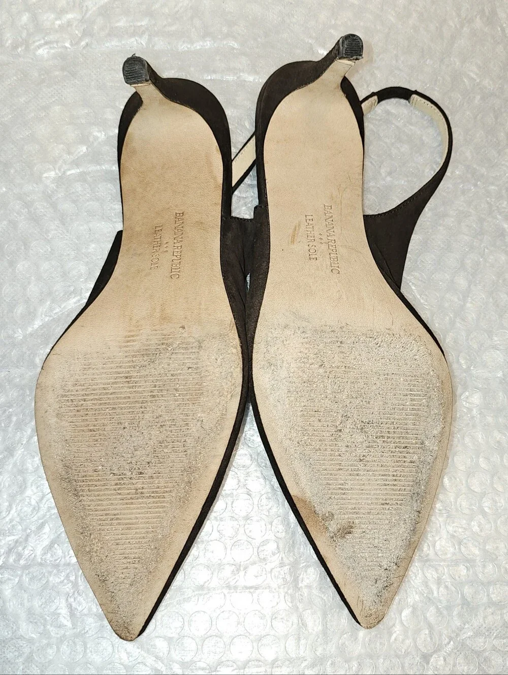 Banana Republic Black Suede Pointed Toe Slingback Heels